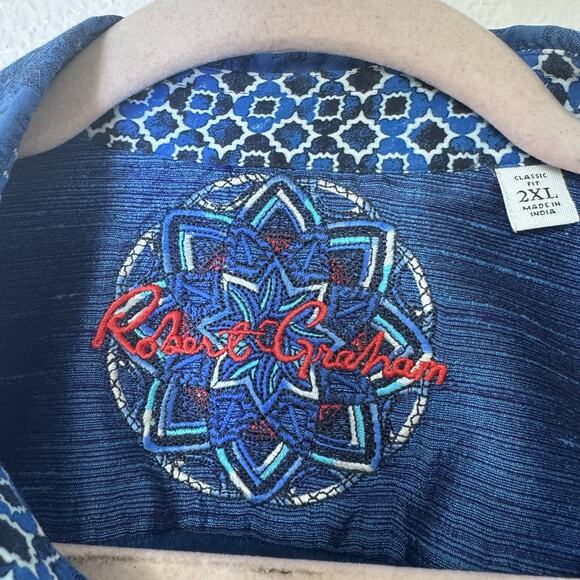 ROBERT GRAHAM CULLEN JACQUARD PRINT FLIP CUFF SHIRT 2XL EUC CLASSIC FIT $188 - Picture 3 of 8